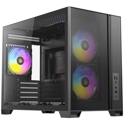 Antec FLUX M Mini Tower Gaming Case, 1 x USB Type-C / 1 x USB 3.0, Tempered Glass Side Window Panel, Vertical Airflow Design, 3 x Pre-Installed RGB LED Fans &amp;amp; 3 PWM Reverse Fans, Micro-ATX, IT — image 2