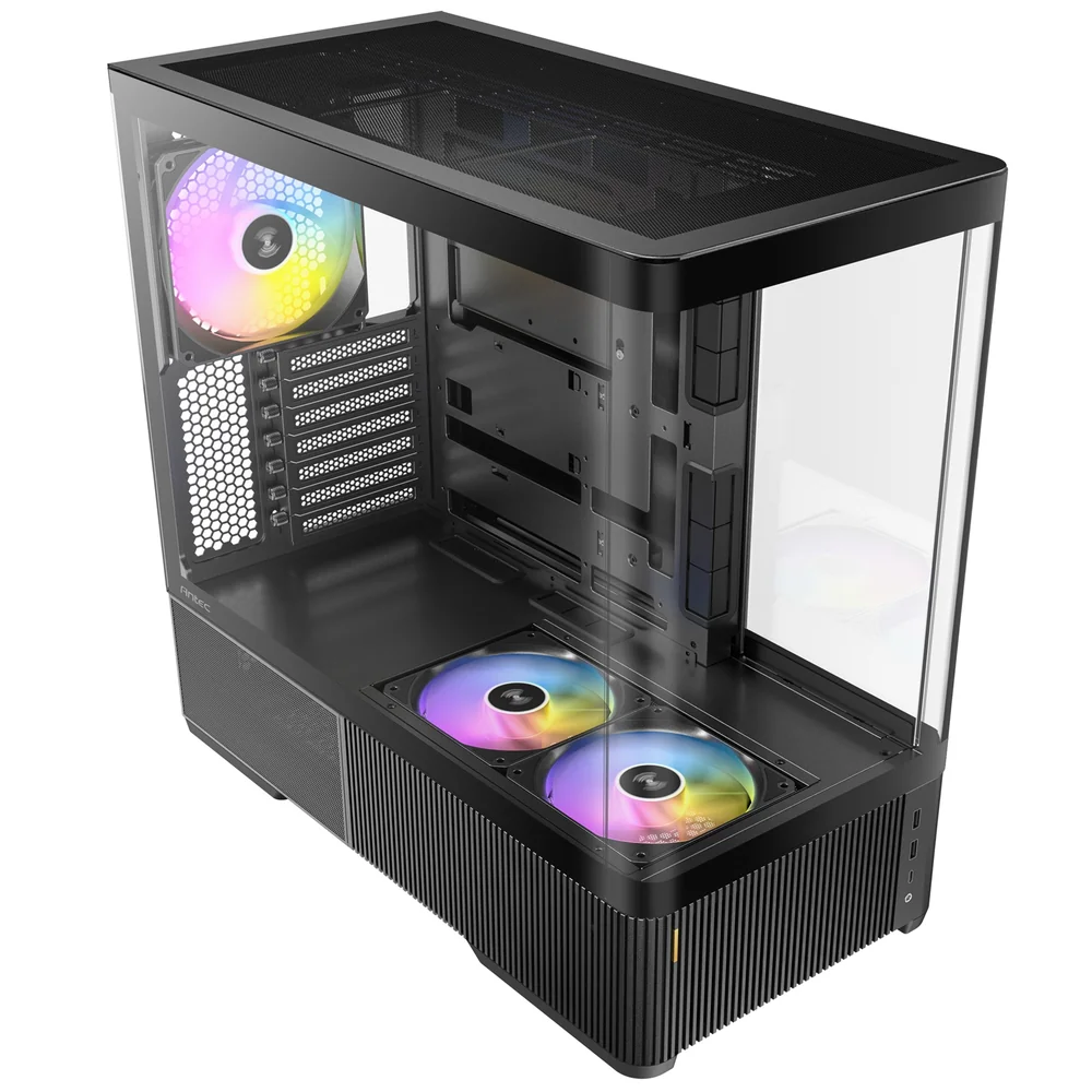 Antec Constellation C6 Curve ARGB Mid Tower Gaming PC Case, 3-Sided Curved Tempered Glass, 3 Pre-Installed ARGB PWM Fans, USB-C 10Gbps, 360mm Radiator Support, ATX/Micro-ATX/ITX, Black