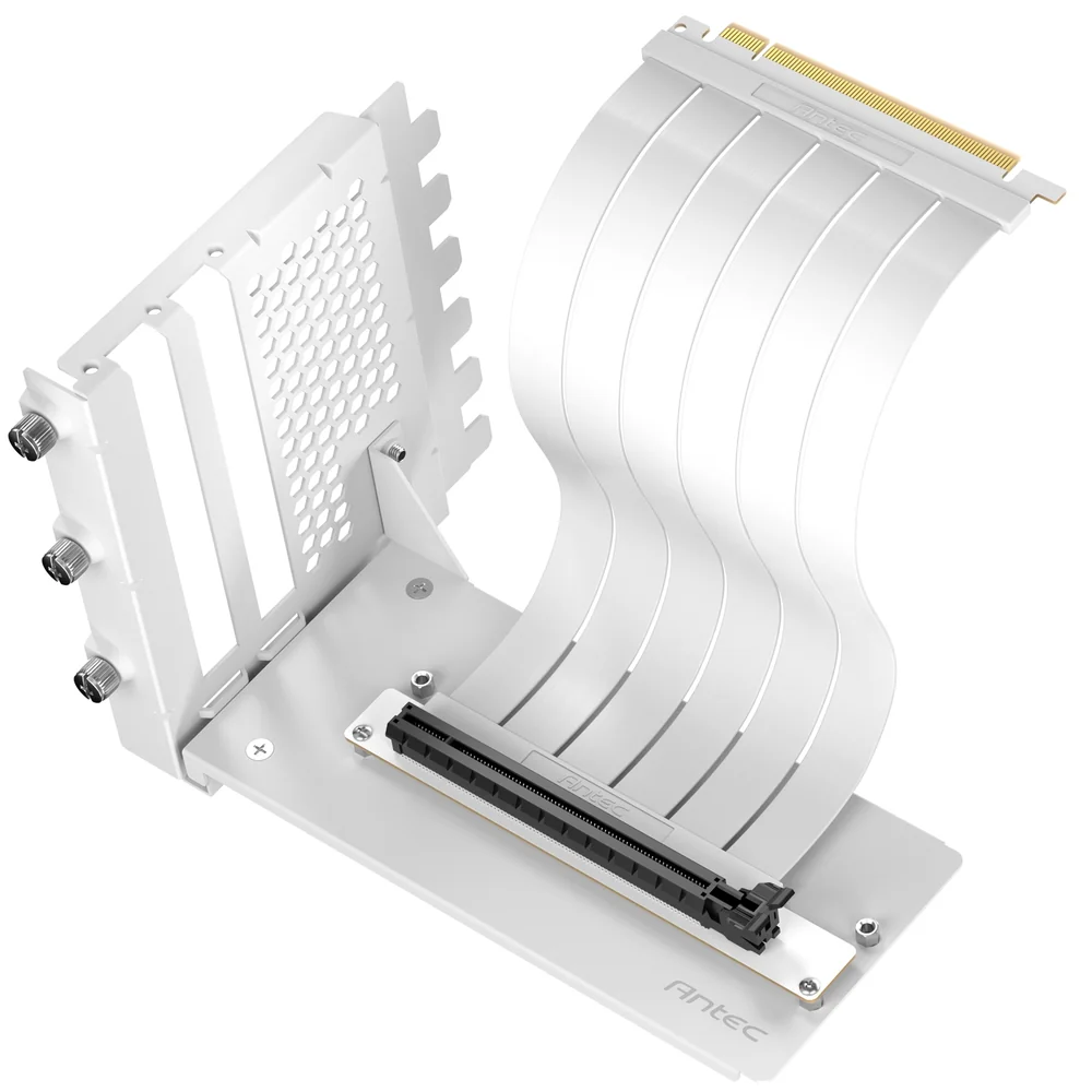 Antec RTX50 PCIe 5.0 Riser Cable with 90-Degree Bracket Mount, White, for Vertical Graphics Card Mounting