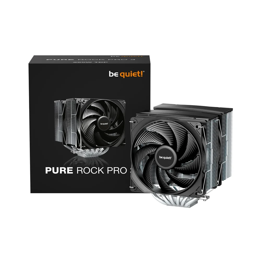 be quiet! Pure Rock Pro 3 CPU Cooler, Universal Socket, 2 x Pure Wings Fans, 2000RPM, only 34.8dB(A) at maximum fan speed, 250W TDP, 3-year manufacturer&amp;apos;s warranty