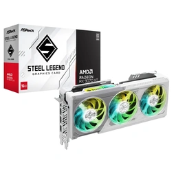 ASRock AMD Radeon RX 9070 XT Steel Legend 16GB GDDR6 Graphics Card, 4096 Streams, 2970 MHz Boost Clock, Triple Fan, 3x DisplayPorts / 1x HDMI Port