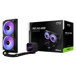ASRock Pro 240 ARGB AIO Liquid CPU Cooler, 240mm Radiator, Dual 120mm PWM Fans, Addressable RGB, Intel LGA1700/1851 &amp;amp; AMD AM5/AM4 Compatible