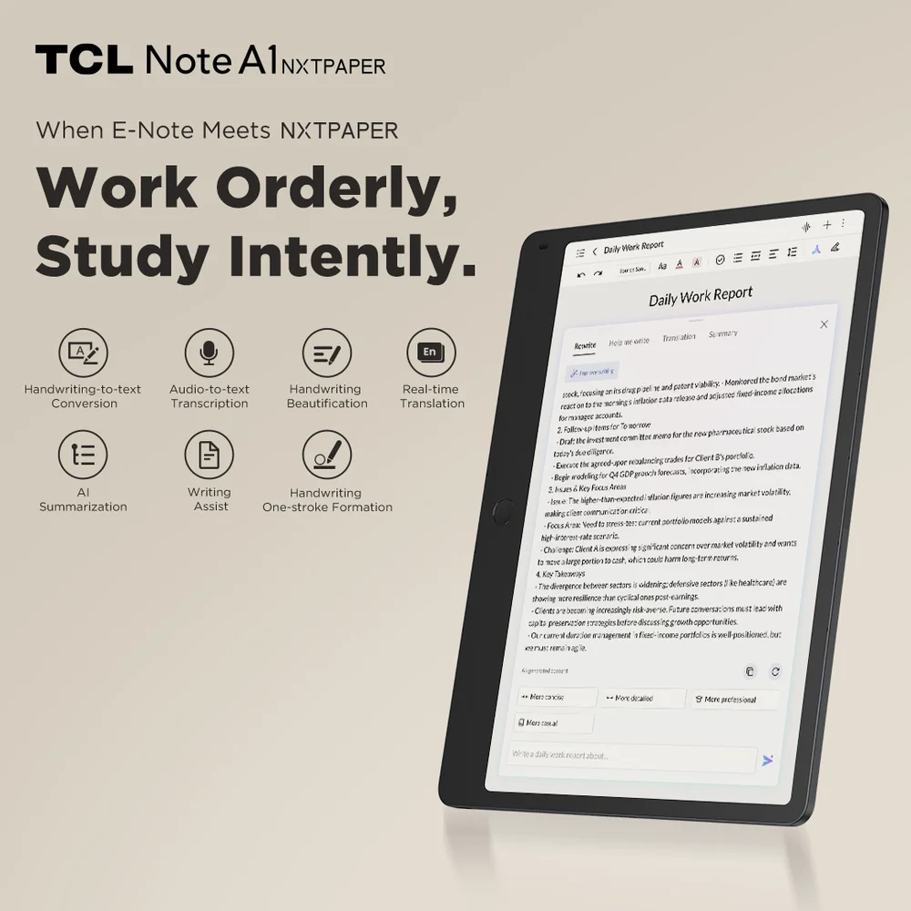 TCL NXTPAPER Note A1 Mediatek 256 GB 29.2 cm (11.5") 8 GB Wi-Fi 5 (802.11ac) Android 16 Grey