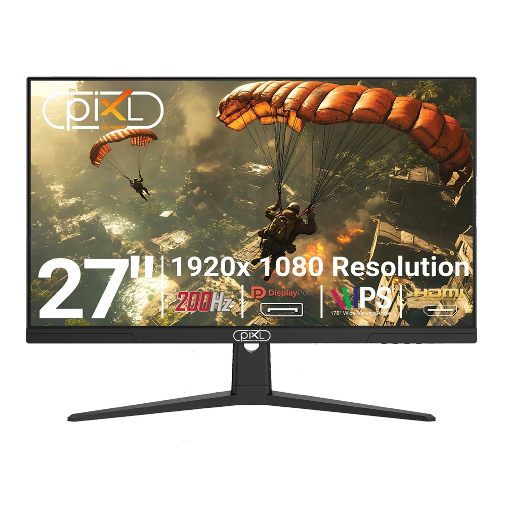 piXL X-Series GS27IDPHA 27 Inch Full HD IPS Gaming Monitor with 200Hz Refresh Rate, 1920 x 1080 Resolution, 0.5ms Response Time, HDMI 2.0 &amp;amp; DisplayPort 1.4