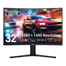 piXL X-Series GS32QIDPHA 32 Inch QHD IPS, Curved (1500R) Gaming Monitor with 180Hz Refresh Rate, 2560 x 1440 Resolution, 1ms Response Time, HDR10+, Adaptive Sync, 2x HDMI 2.0 &amp;amp; 2x DisplayPort