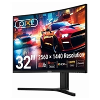 piXL X-Series GS32QIDPHA 32 Inch QHD IPS, Curved (1500R) Gaming Monitor with 180Hz Refresh Rate, 2560 x 1440 Resolution, 1ms Response Time, HDR10+, Adaptive Sync, 2x HDMI 2.0 &amp;amp; 2x DisplayPort — image 2