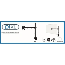 piXL Desk-Mounted Fully-Adjustable Single Monitor Arm for Screens up to 32 inch with VESA Mount &amp;amp; Built-In Cable Management — image 2