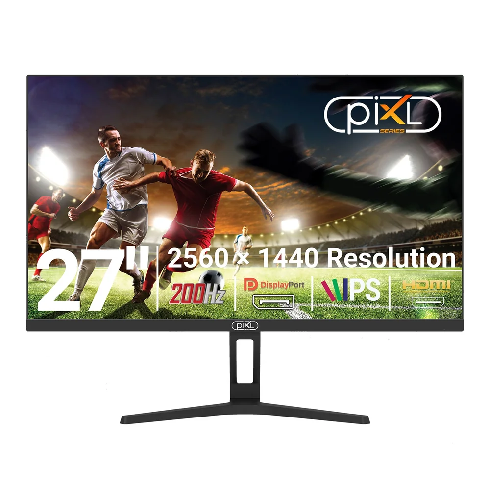 piXL X-Series GS27QIDPHA 27 Inch QHD IPS Gaming Monitor with 200Hz Refresh Rate, 2560 x 1440 Resolution, 1ms Response Time, 2x HDMI 2.0 &amp;amp; 2x DisplayPort 1.4