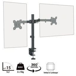 piXL Desk-Mounted Fully-Adjustable Dual Monitor Arm for Screens Up To 27 inch with VESA Mount &amp;amp; Built-In Cable Management — image 5