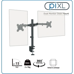 piXL Desk-Mounted Fully-Adjustable Dual Monitor Arm for Screens Up To 27 inch with VESA Mount &amp;amp; Built-In Cable Management — image 6