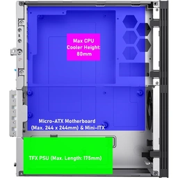 CiT S8i SFF Micro-ATX PC Case - 8.3L Compact Desktop Chassis, Brushed Front, 1 x 80mm Fan, 2 x USB 3.0, TFX PSU Support, Black — image 5