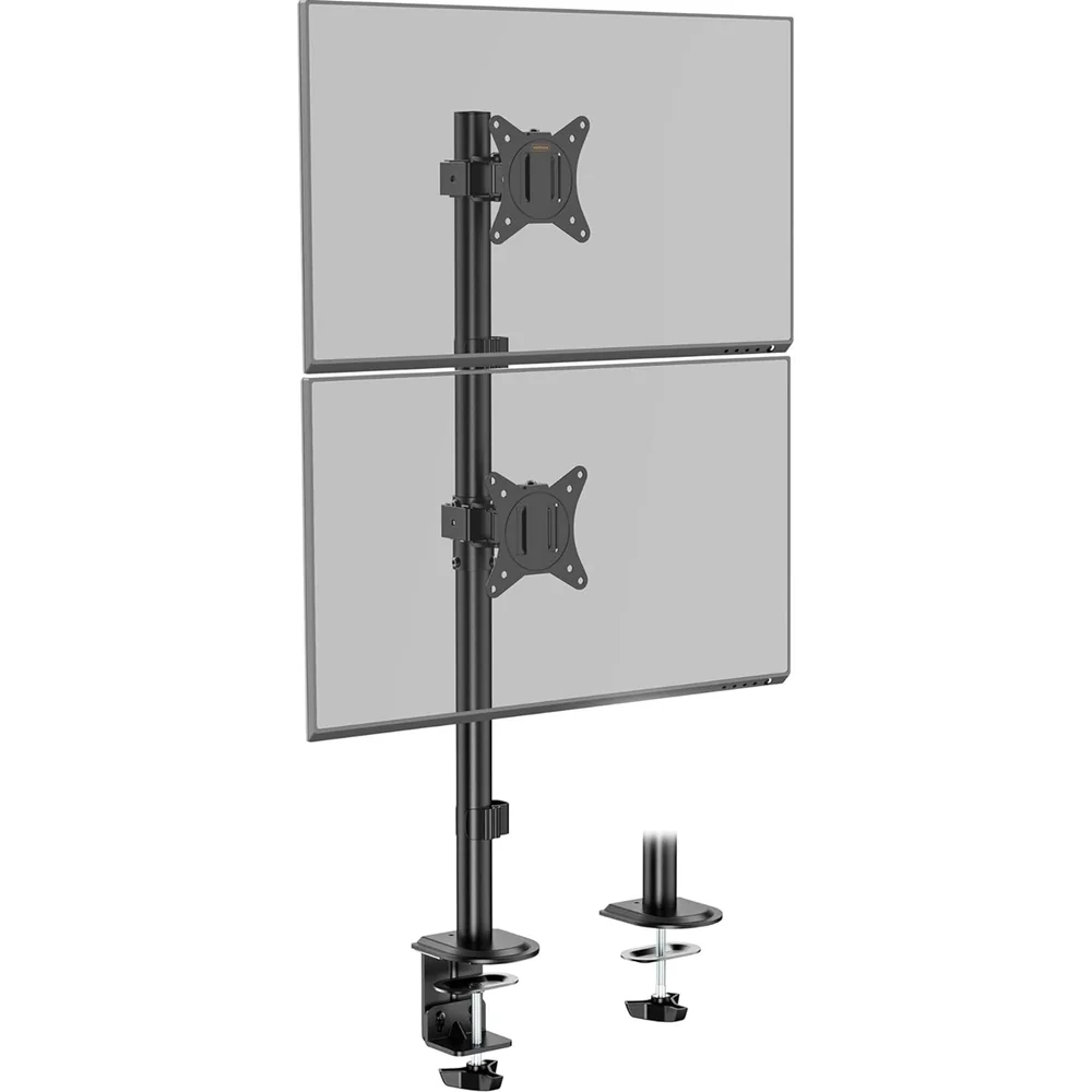 VonHaus Vertical Double Monitor Stand for 13-32&amp;quot; Screens, Twin Monitor Mount with Clamp, Height Adjustable, Easy Assemble Stand with Full Tilt, Rotation &amp;amp; Swivel Arms, VESA 75x75 &amp
