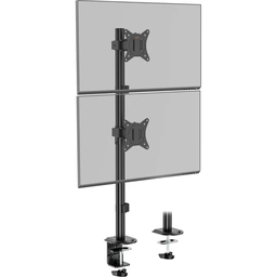VonHaus Vertical Double Monitor Stand for 13-32&amp;quot; Screens, Twin Monitor Mount with Clamp, Height Adjustable, Easy Assemble Stand with Full Tilt, Rotation &amp;amp; Swivel Arms, VESA 75x75 &amp