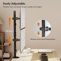 VonHaus Vertical Double Monitor Stand for 13-32&amp;quot; Screens, Twin Monitor Mount with Clamp, Height Adjustable, Easy Assemble Stand with Full Tilt, Rotation &amp;amp; Swivel Arms, VESA 75x75 &amp — image 6