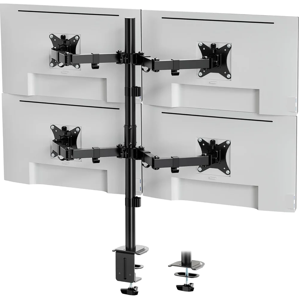 VonHaus Quad Monitor Stand for 13-32&amp;quot; Screens, Four Screen Monitor Desk Mount, Height Adjustable, Easy Assemble Stand with Full Tilt, Rotation &amp;amp; Swivel Arms, VESA 75x75 &amp;amp; 100x