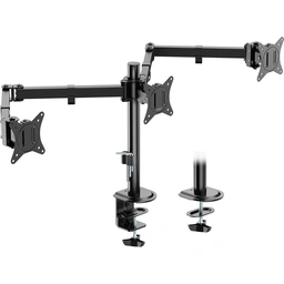 VonHaus Triple Monitor Stand for 17-27&amp;quot; Screens, Three Screen Monitor Mount with Desk Clamp, Height Adjustable, Easy Assemble Stand with Full Tilt, Rotation &amp;amp; Swivel Arms, VESA 75x75
