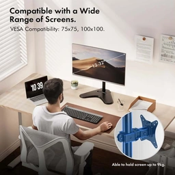 VonHaus Single Monitor Mount and Stand for 13-32 Inch Screens, VESA dimensions 75x75mm and 100x100mm — image 2