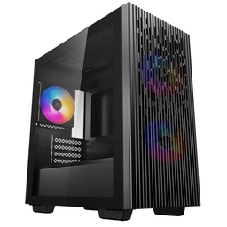 DeepCool MATREXX 40 3FS Case, Gaming, Black, Micro Tower, 1 x USB 3.0 / 1 x USB 2.0, Tempered Glass Side Window Panel, Mesh Front Panel for Optimized Airflow, Tri-Colour LED Fans, Micro ATX, Mini-ITX